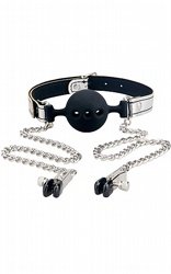 Brstklmmor Ball Gag & Nipple Clamps